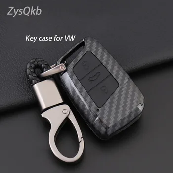 

Carbon Fiber Silicone Car Key Cover Case For MAGOTAN Tiguan MK2 2017 2018 2016 Passat B7 B8 CC For Skoda Superb A7