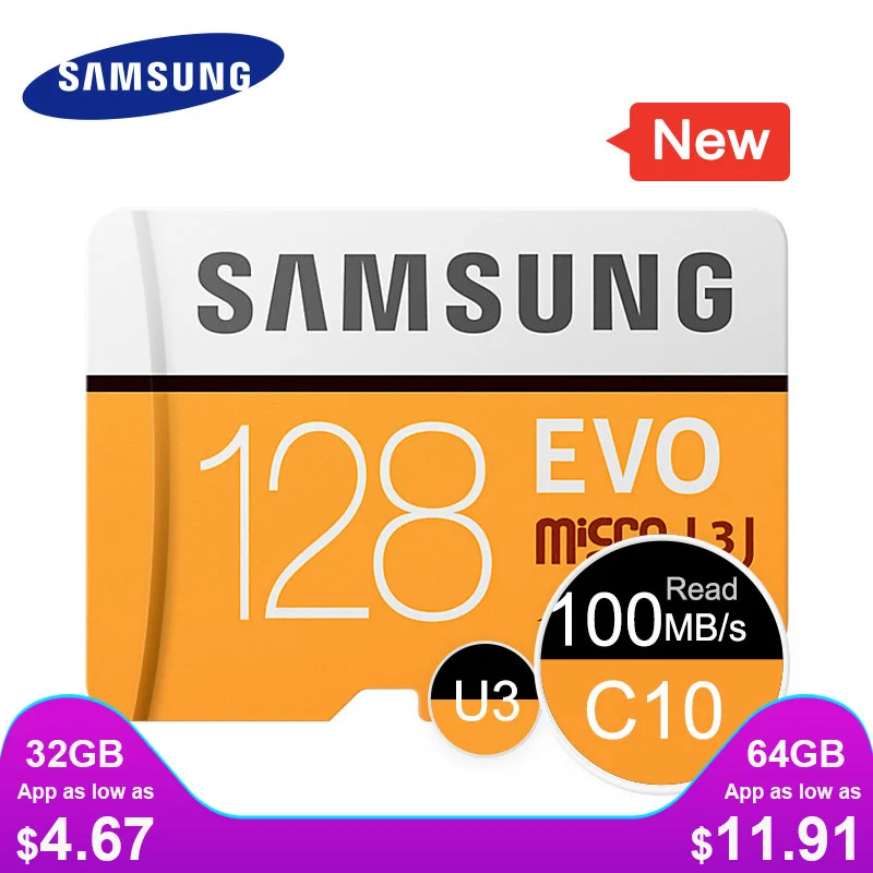 

SAMSUNG Micro SD Memory Card 16GB 32G 64G 128G 256 MicroSD Cards SDHC SDXC Max 95Ms EVO 32GB 64GB C10 TF Trans Flash Micro Card