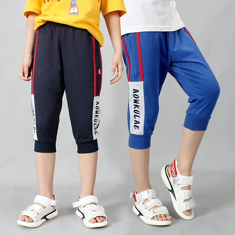 

Summer cotton Teenager Calf-length boys pants Capri pants kids Cropped Trousers sports Sweatpants children clothing 110-160cm