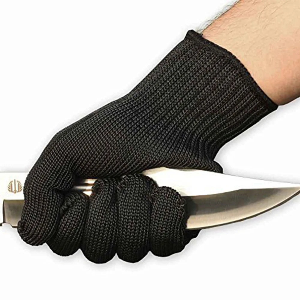 

Promotion Black White Anti Cut Proof Polyester Steel Level 5 Protection Wire Army Tactical Butcher Industrial Work safety Gloves
