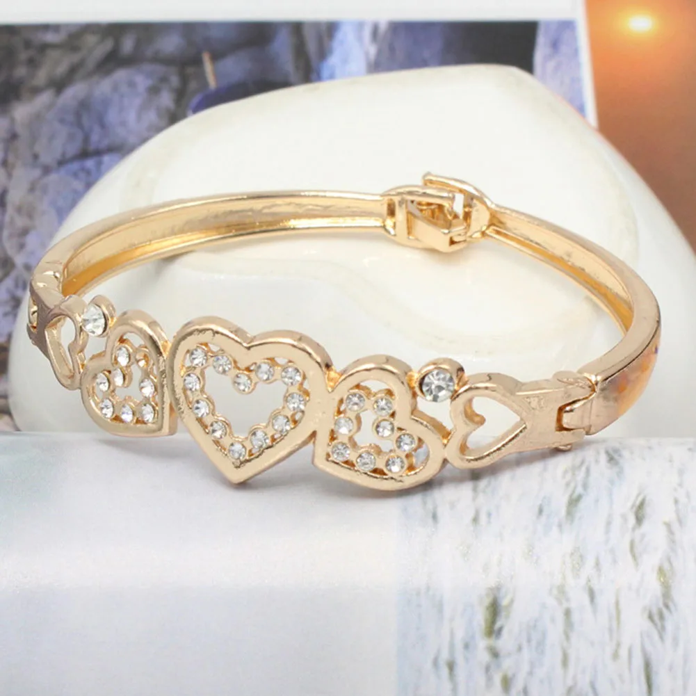 Vintage Simple font b Gold b font Silver Love Crystal Heart Bow Knot font b Bracelet
