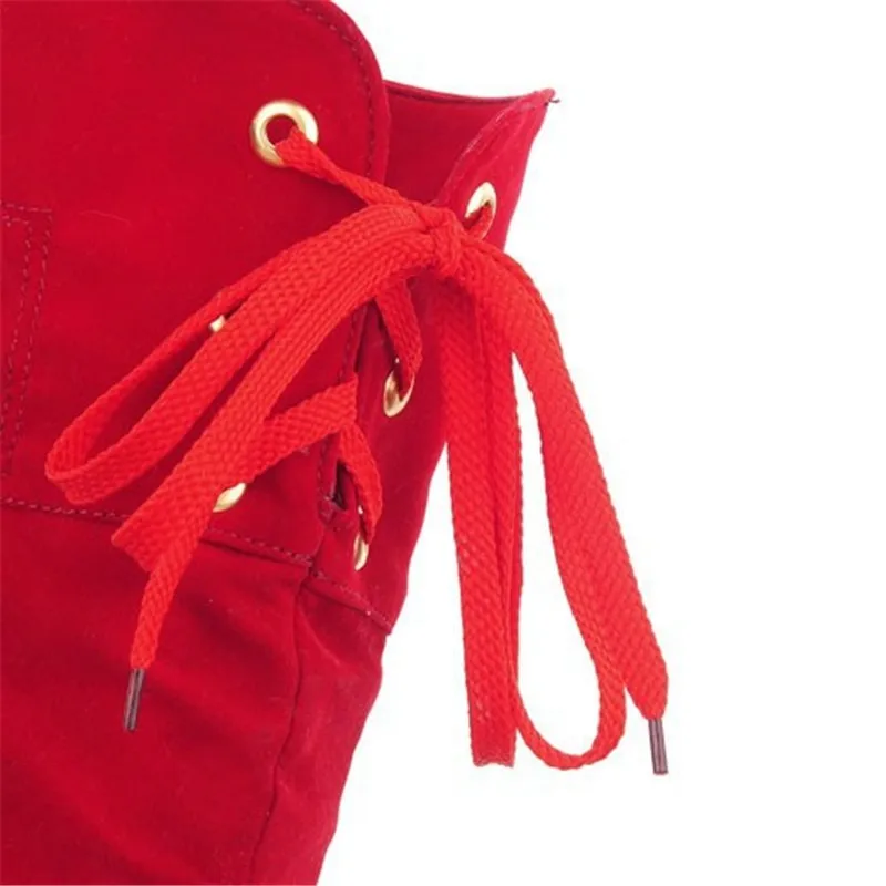 ENMAYLA/пикантные женские сапоги до колена на высоком каблуке, высокие сапоги из флока на шнуровке зимняя обувь черного, красного, коричневого цвета женские сапоги до колена