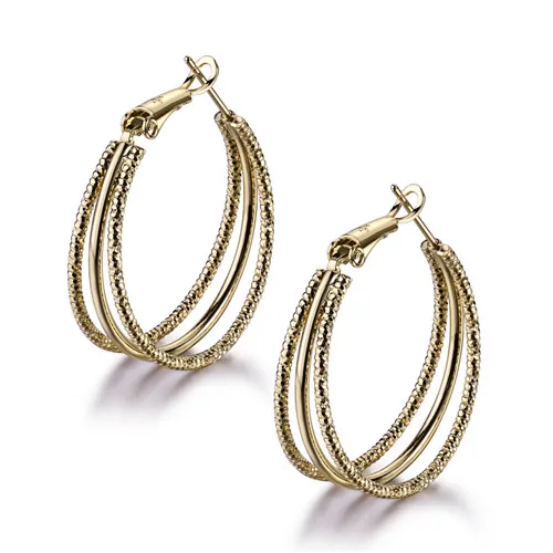 18k Gold Color XIAGAO, богемные,, серьги-кольца для женщин, круглые серьги, 3 линии, бижутерия, серьги, золотой цвет, XGE410 - Окраска металла: 18k Gold Color