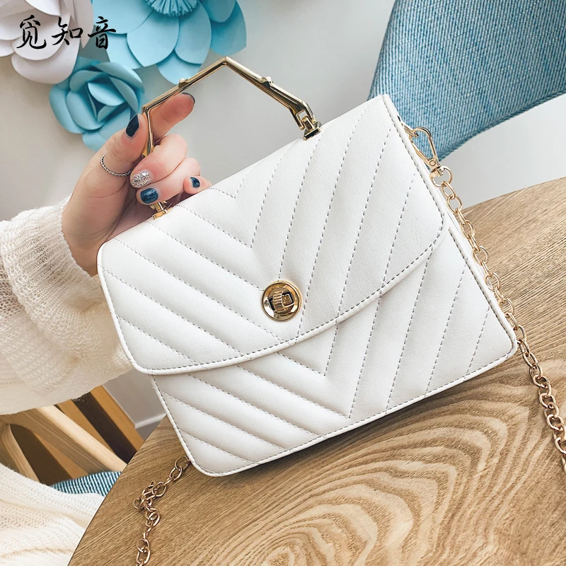 

Luxury Handbag 2019 Fashion New High Quality Pu Leather Women's Designer Handbag Lock Chain Shoulder Messenger Bag Cute Tote Bag