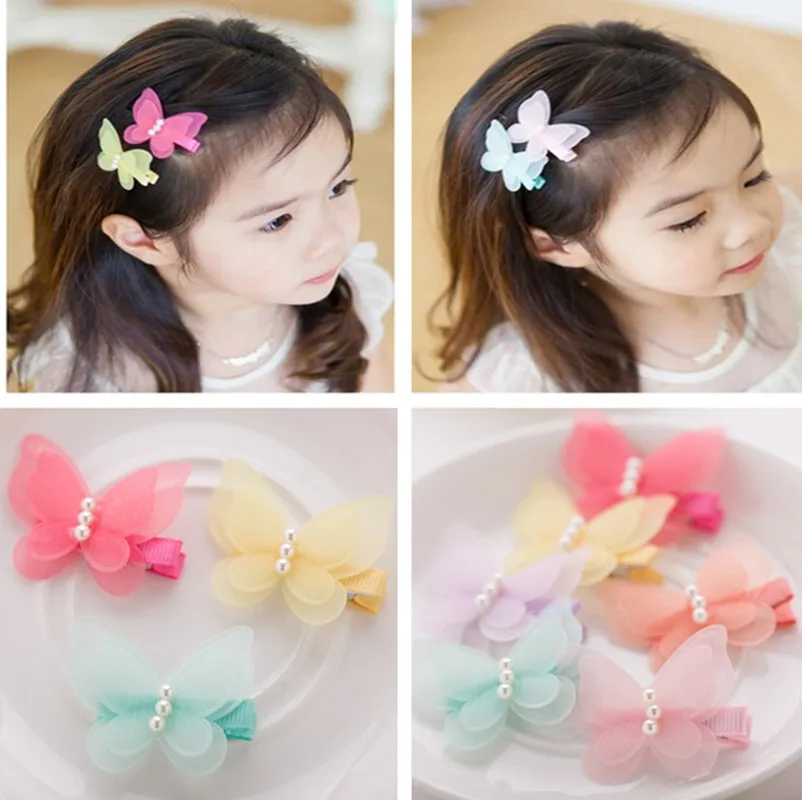 5X Bow Butterfly Hair Clips Girls Hair Grips Kids Hairpin Headwear AccessoFLA