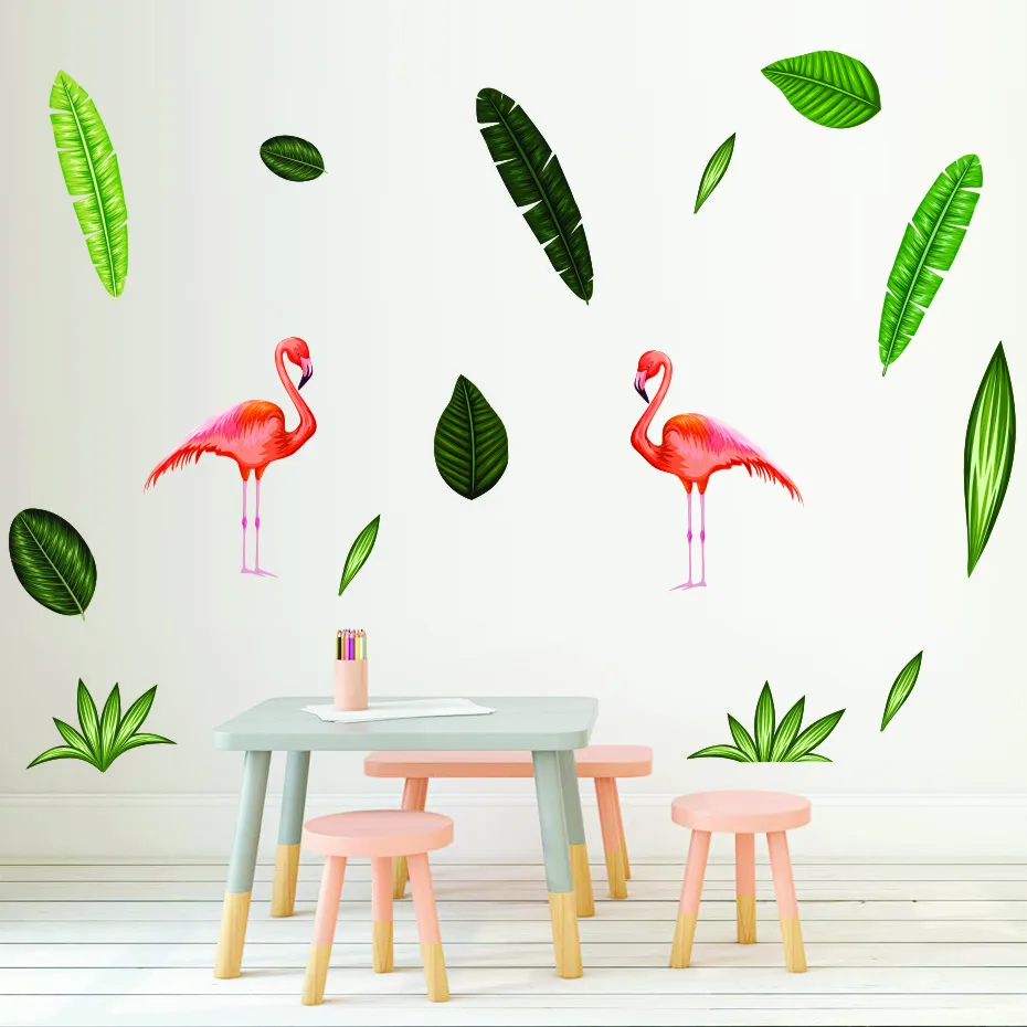 Elegant Flamingo on the grass Wall Decals Children's Kids Girl Art Vinyls Stickers Room Bedroom Home Decorative Wallpaper Mural (3)