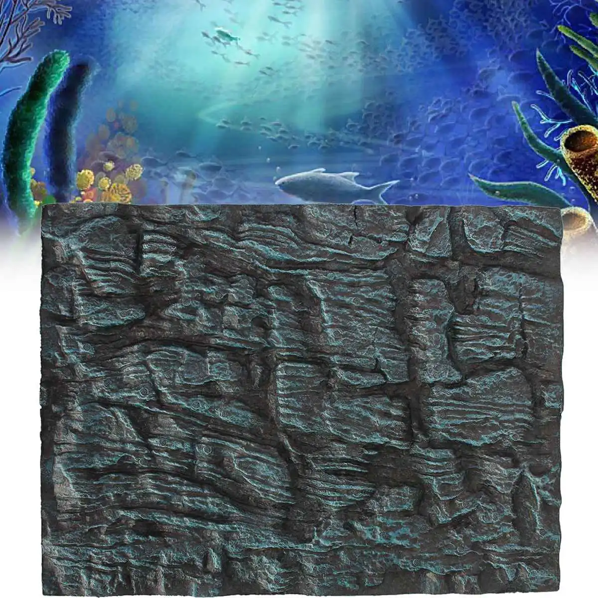 Custom Size Aquarium Background Poster With Self Adhesive Rock Stone