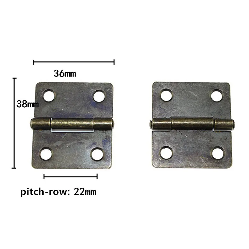 buy Bronze Small Iron Cabinet Door Hinge,Door Butt Hinges For Wooden Box,4 Holes Hinge Bag Accessory,With Screws,36*38mm,20Pcs