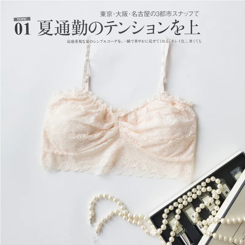 

Leechee boob Sexy lace sling Summer silk openwork bra Breathable comfortable fashion bras Removable chest pad