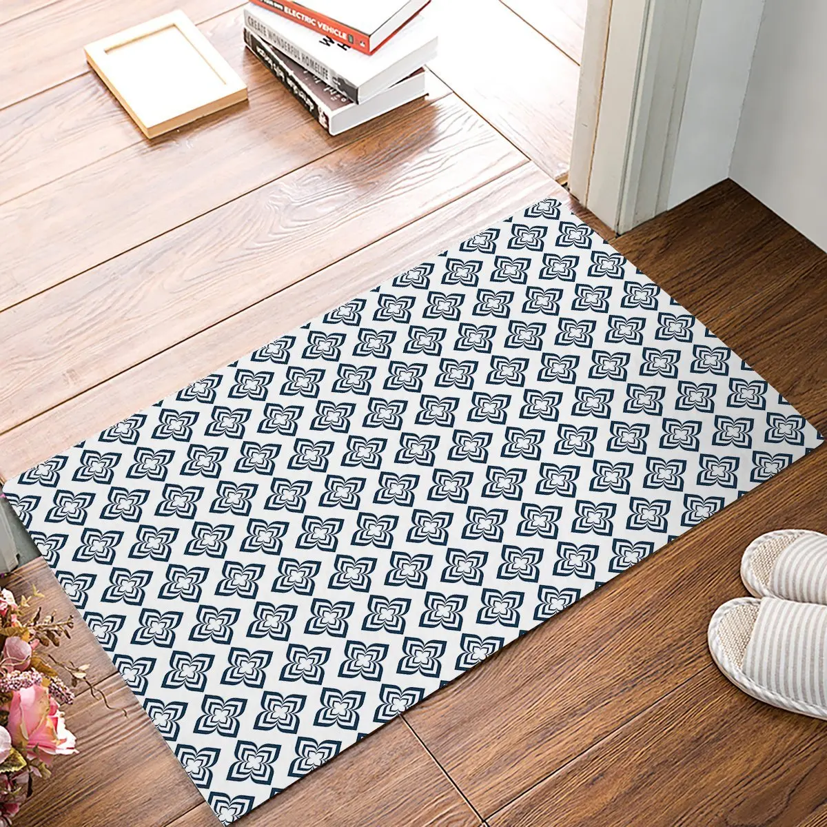 Rug Entrance Repeating Geometric Figures Bathroom Doormat Carpet Indoor Mat Anti Skid Shag Shaggy Bath Shower Mats | Дом и сад