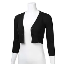 Women Long Sleeve Cardigan Casual Short Jacket Cropped Mini Coat With Buttons