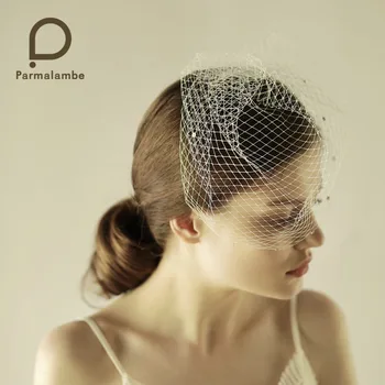 

Parmalambe Mesh Bird Cage Veil Handmade Wedding Veil Ivory Bride Veil Rouge Blush Fantasy Veil Comb Wedding Accessories