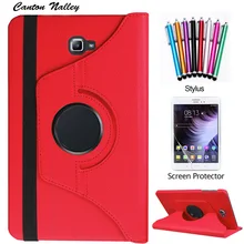 Cantón nalley 360 giratoria de la pu del soporte del cuero case cubierta para samsung galaxy tab a 10.1 2016 t580 t585 tablet funda casos + StylusPen