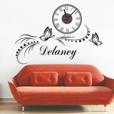

Butterfly clock Sticker Bedroom Living Room Home DIY Removable Mural PVC Decal custom removable waterproof