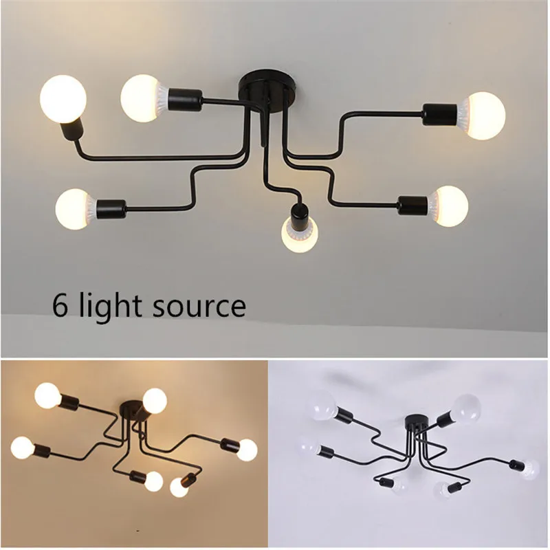 6 heads 100X 75 X 22 Vintage Ceiling Lamp Lamparas De Techo Lustre Luminaria Abajur Ceiling Lamp Home Lighting Avize Luminaire Living Room Lamp - Цвет корпуса: 6 heads 100X 75 X 22