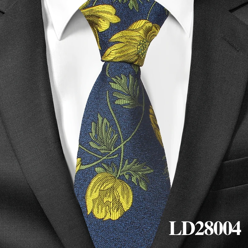 Модные цветочные галстуки для мужчин, обтягивающие мужские галстуки, Свадебные Галстуки для жениха, галстук-платок из полиэстера, жаккардовый тонкий галстук Vestidos - Цвет: LD28004