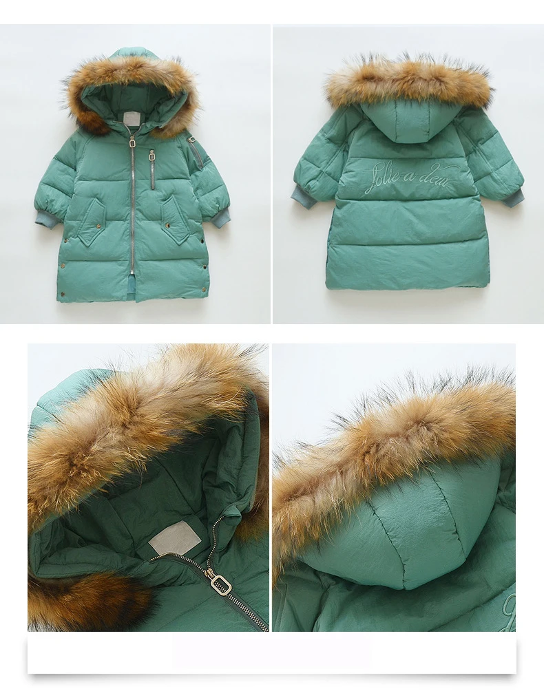 Детские зимние куртки для девочек; хлопковое длинное пальто; парка; Новинка года; плотная верхняя одежда на молнии с капюшоном для девочек; детская зимняя одежда