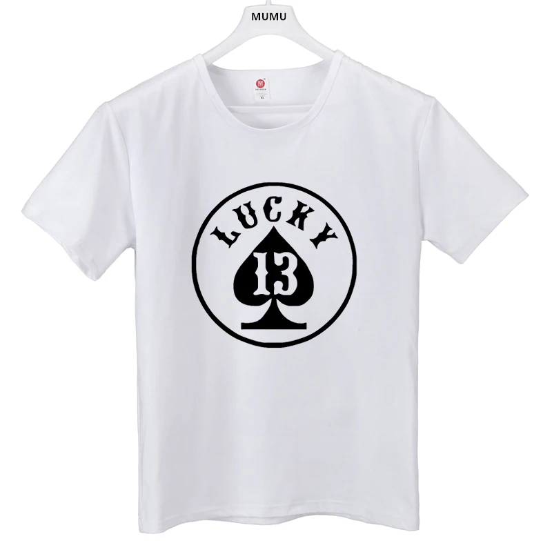 

summer Men TShirts Fashion Lucky NUMBER 13 men short Sleeve t shirts summer High Quality Hipster Cool Male Tops Tee
