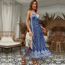 Designed for dignity women Sexy Dress deep V neck bohemian Dress plaid backless Summer beach Dress Evening reception part dress human dignity