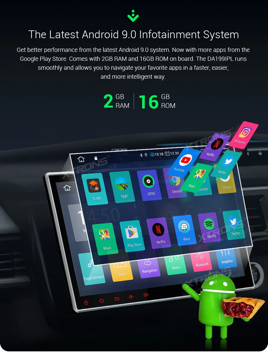Clearance 10.1" Android 9.0 Pie OS Single Din Car Multimedia One Din Car Navigation GPS 1 Din Autoradio with 5 Adjustable Viewing Angles 3