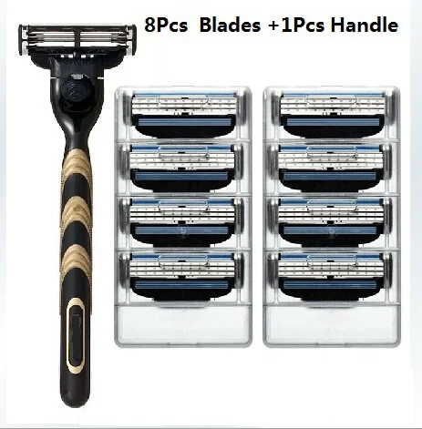 High Quality 1 Razor holder and 8pcs Blades Men Face Shaving Bladed Shaver Razors Blade for RU US EU | Красота и здоровье