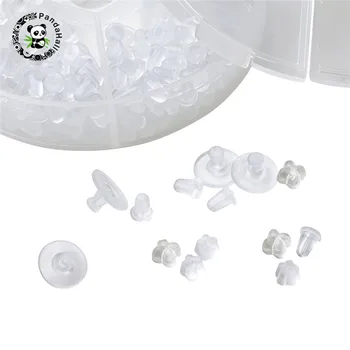 

pandahall 1 Box Clear Plastic Ear Nuts for DIY Jewelry Findings Earring Components Mixed Suit 6x10mm/4.5x3mm/5x5x4mm/6x4.5mm