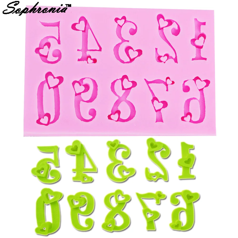 Sophronia M212 1 шт. любящее сердце арабскими цифрами силиконовые формы смола глина для
