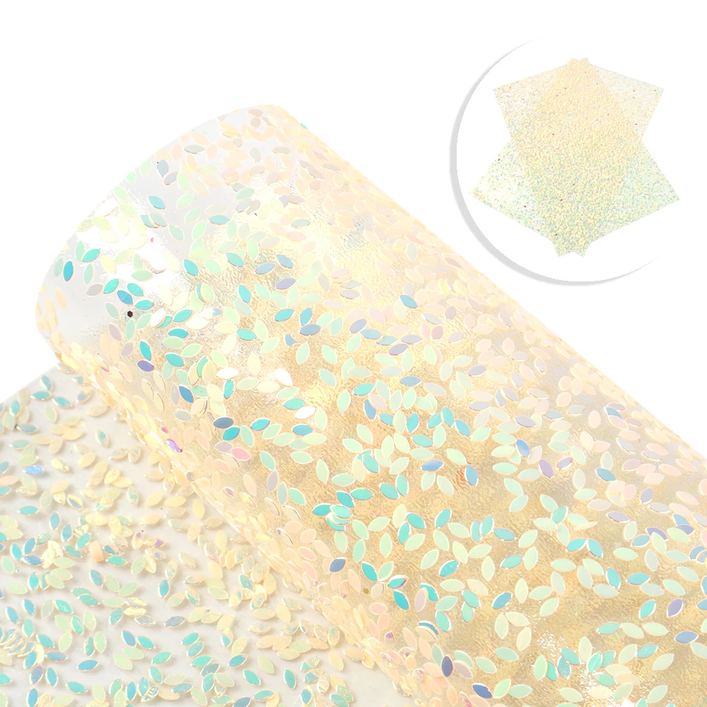 New 20*34cm Transparent with Sequins Faux Synthetic Leather For Bow-knot bags Wallet Scrapbook Phone Case DIY,1Yc6722 - Цвет: 1085427005