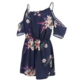 

Explosion models Europe and the United States word collar sling short-sleeved off-shoulder print waist waist jumpsuit 1a