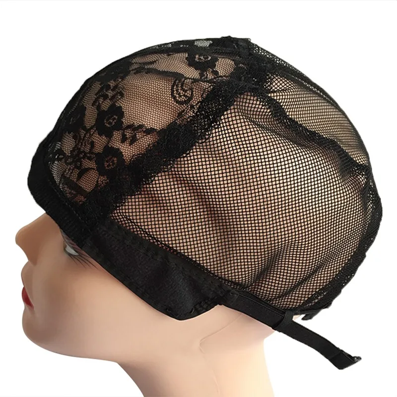 Кружевная черная шапочка для парика для изготовления париков регулируемые ремешки капот купольная плетеная сетка женские эластичные сетки для волос