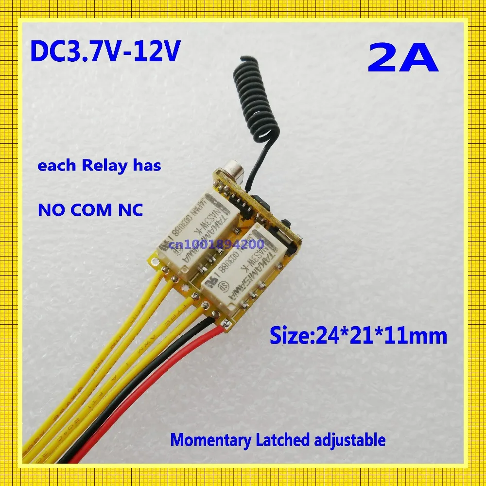 rf sem Fio Relé Contato Interruptor Mini Canais Interruptores Remotos 4.2 v 5 6 7.4 9 12 Momentâneo 315 433 Normalmente Aberto Fechar 2 ch 2 v 5 v 6 v 7.4 v