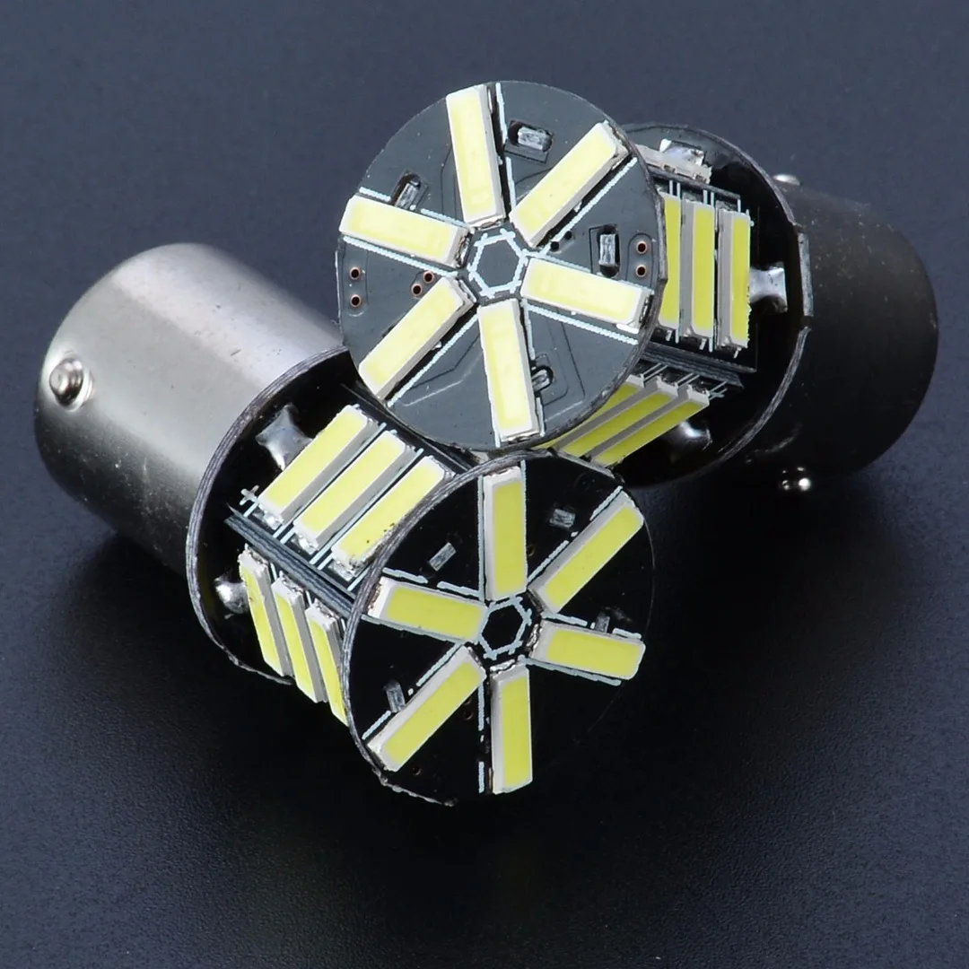 2x White BA15S 1156 Car Backup Light 7020 21 SMD LED Tail Reverse Brake Turn Lamp Bulb Auto Interior Caravan Reading Lights