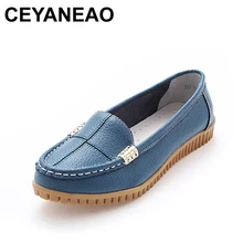 CEYANEAO/модная обувь для мам; женские повседневные удобные кожаные туфли на мягкой подошве; большие размеры; женская обувь на плоской подошве;