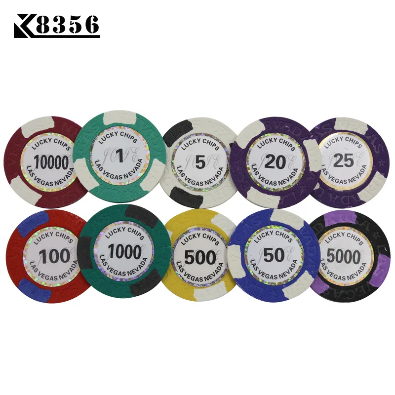 

K8356 25PCS/Lot 14g Double Color LasVegas Clay Film Chips Texas Hold'em Clay Chip Poker Playing Card Chips Mahjong Baccarat Coin