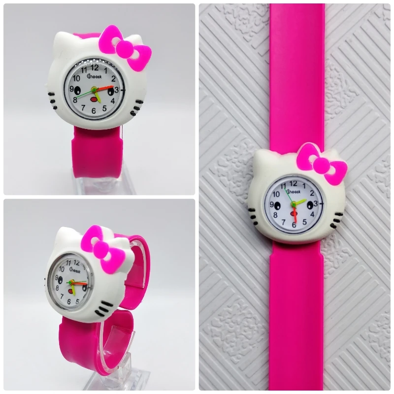 Красивая девушка часы детские розовые с Микки Маусом цветной резиновый ремешок Наручные часы для девочек детей Смотреть Montre Enfant - Цвет: KT  rose