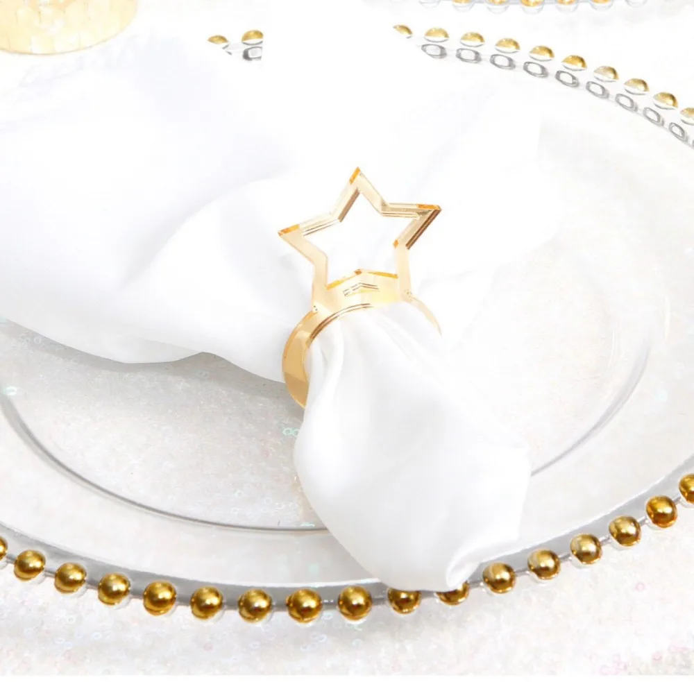 20pcs per Lot Acrylic Star Design Napkin Ring for Wedding Reception Gifts Holiday Banquet Dinner Christmas Table Decoration | Дом и сад