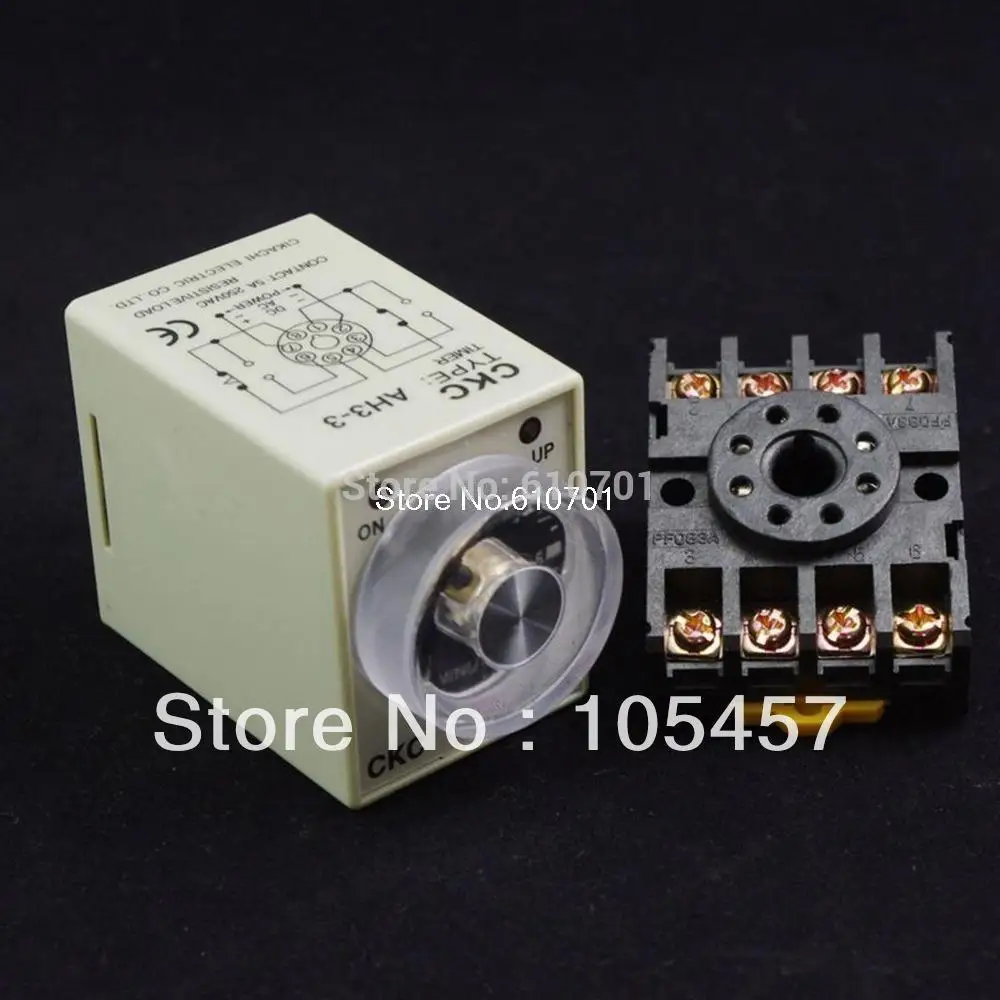 

12V/24VDC 12/24V/110V/220VAC Power On Delay AH3-3 Timer 0-60 second Relay With Socket Base PF083A 8PINS