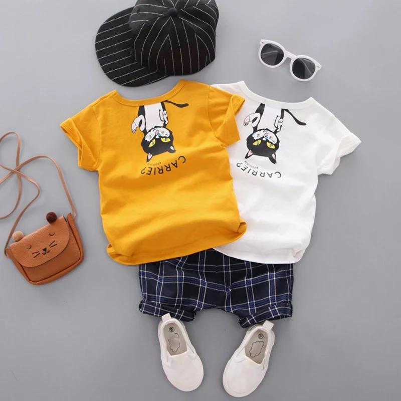 Summer Casual Baby Boy Cute Cartoon Animal Pattern T-Shirt And Short Pant Kit Kids Toddler Two-piece Outfit Set 0-4Y Summer Casual Baby Boy Cute Cartoon Animal Pattern T-Shirt And Short Pant Kit Kids Toddler Two-piece Outfit Set 0-4Y