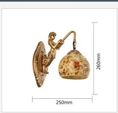 Роскошный Европейский Средиземноморский настенная Светодиодная лампа лампы спальня Русалка Настенные светильники E27 светодиодный Блеск настенный выключатель света освещение для детей ростом от 90-260 V