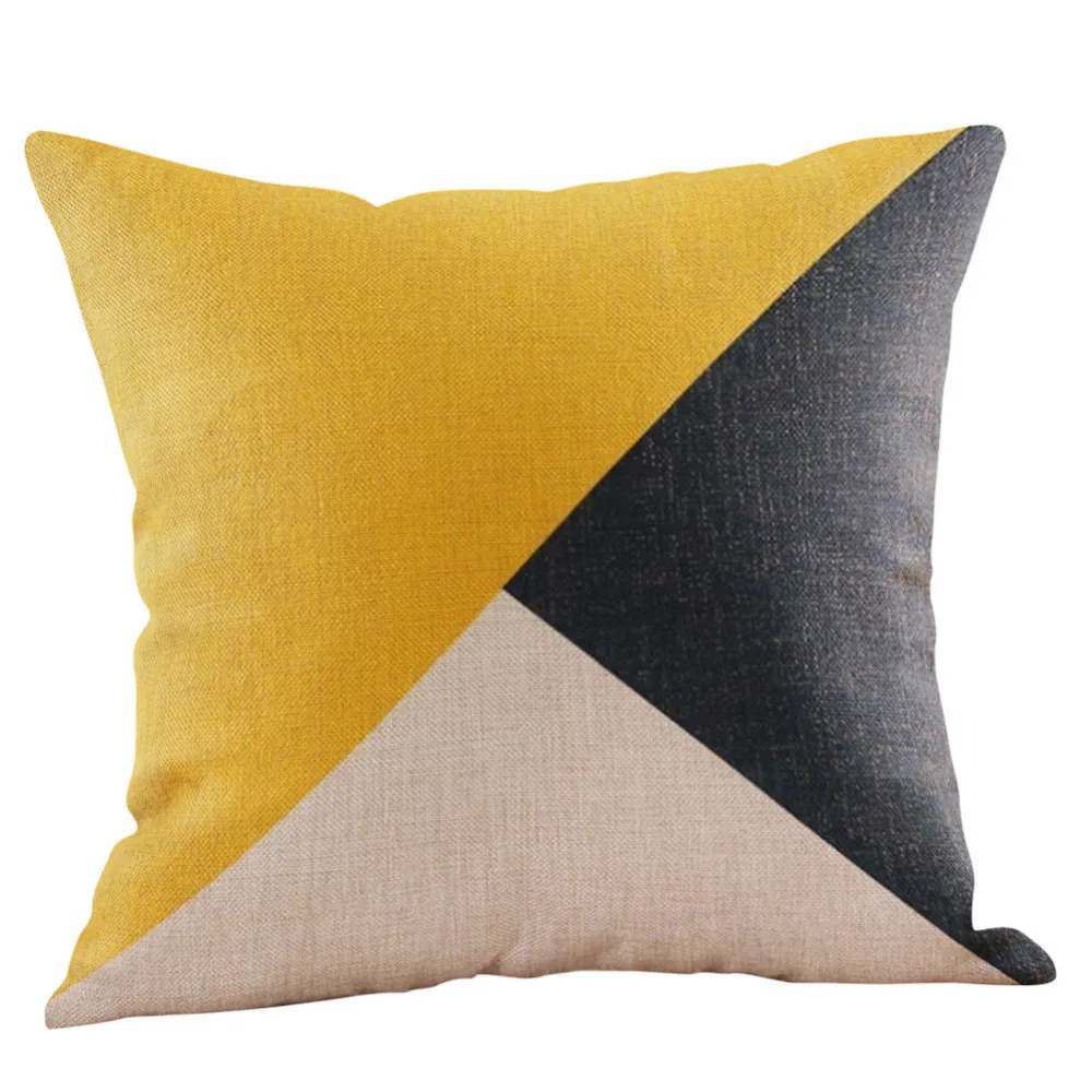 

Mustard Pillow Case Yellow Geometric Fall Autumn Cushion Cover DecorativeDrop Shipping De14