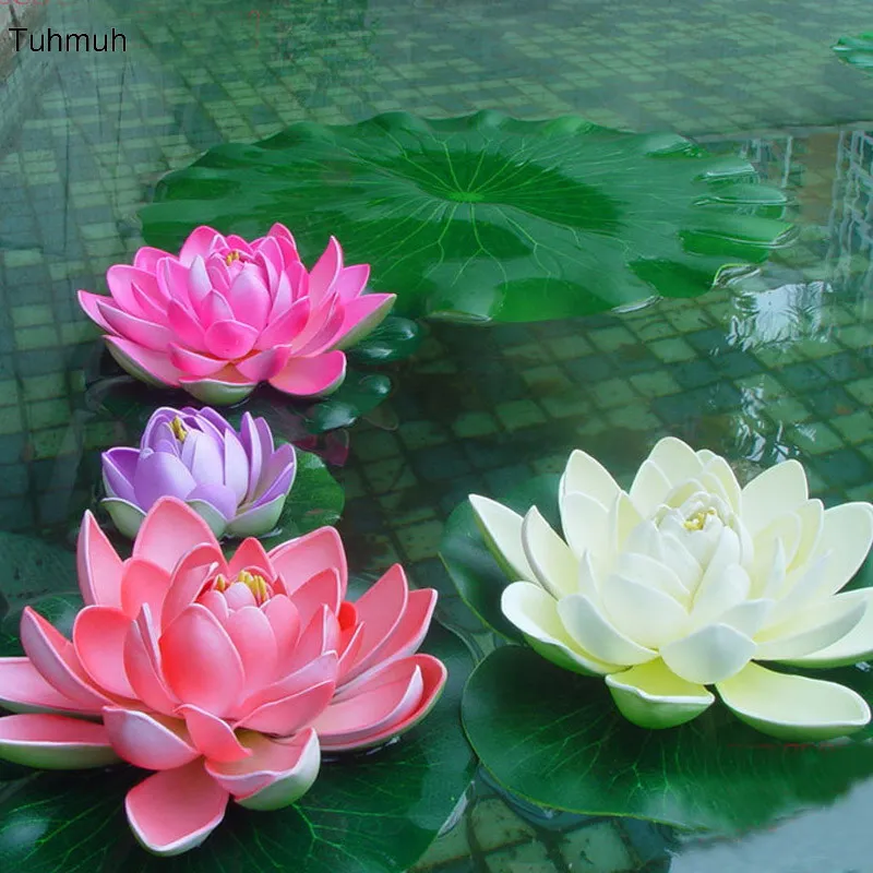 9pcs/lot 18cm Artificial Lotus Flowers Fake PE Water Lily