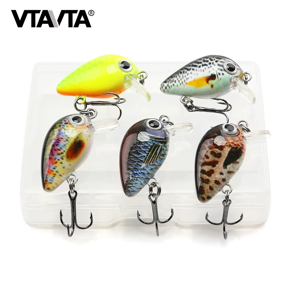 VTAVTA 5pcs 1.8g 3cm Mini Wobblers/Crankbait Fishing Lure Artificial Bait Hard Floating Wobbler for Fish Bass Fishing Tackle    