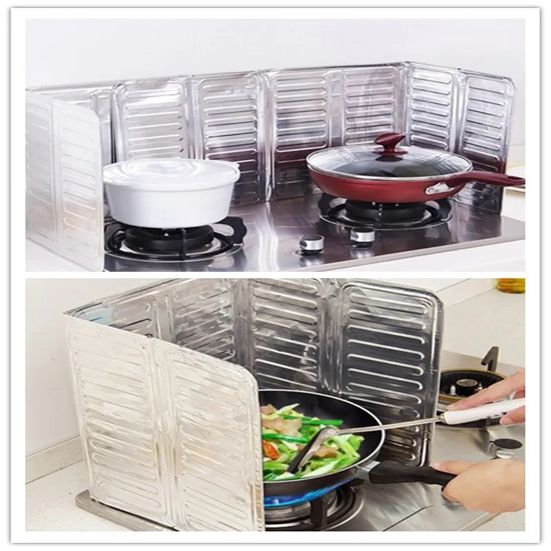 

Kitchen Frying Pan Oil Splash Protect Screen Cover Gas Stove Anti Splatter Shield Guard Oil Divide Isolate Splash Proof Baffle