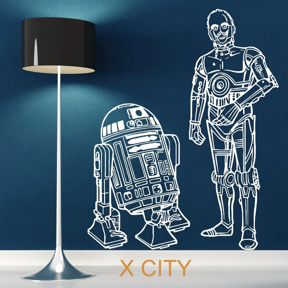 Звездные войны R2D2 и C3PO DROIDS DUO виниловая настенная наклейка для детей дверей окон в