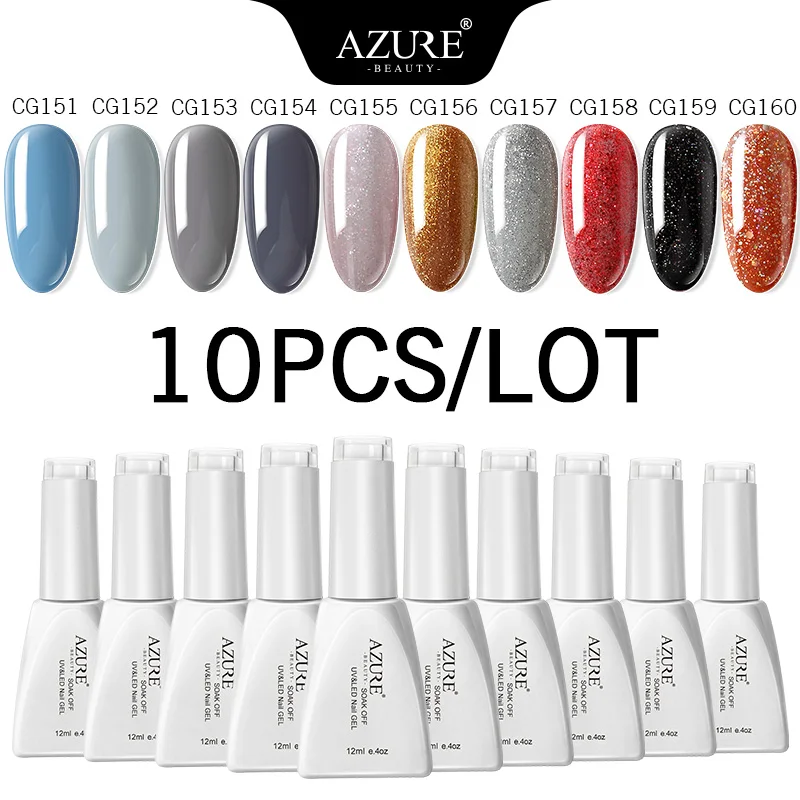 Azure Beauty 5/8/10/20Pcs UV Semi Permanent Nail Gel Set Long Lasting Led Nail Enamel Varnish Azure Nail Gel Set Soak Off Uv/Led - Цвет: 10PCS SET