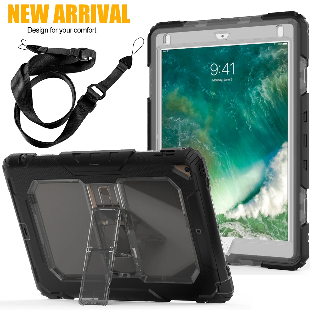 For iPad 2018 Case Coque 2017 9.7 Full Protective Stand Tablet Detachable Strap Capa Fundas | Компьютеры и офис