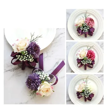

Hand-designed wrist corsage Norse rose bridesmaid handflower dance simulation flowers Free Shipping