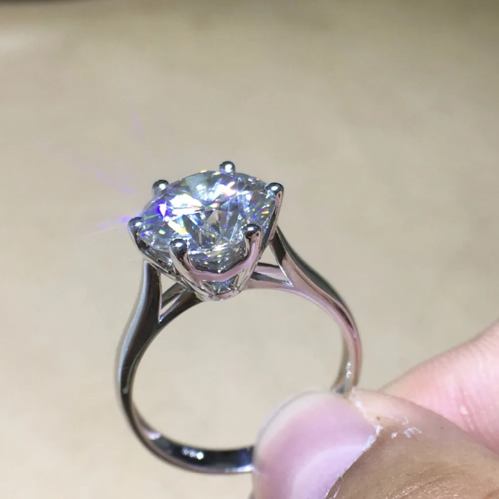 3 Carat ct Свадебные муассанит кольцо с настоящим бриллиантом 18 К 750 белое золото