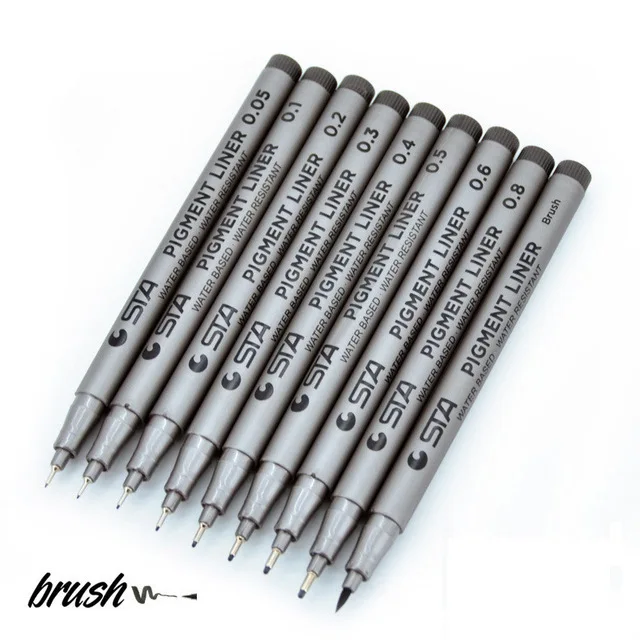 

Art marker pen different tip sizes Black pigment liner Water based for drawing handwriting supplie Stationery