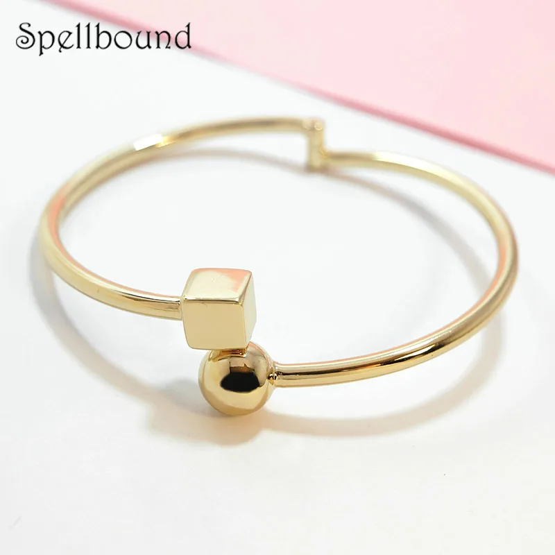 Spellbound chunky Geometric adjustable cuff bangles Square & Ball shape
